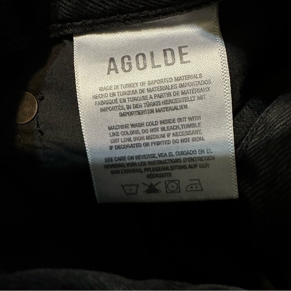 Agolde black washed cross waist Custom cheeky shorts denim jean shorts size 24 - Picture 7 of 8